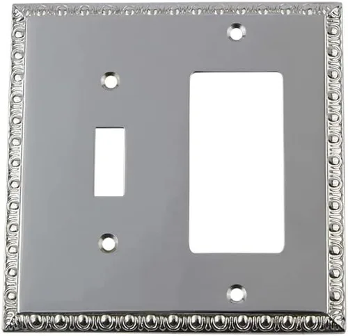 Miniatura 65 de Nostalgic Warehouse Egg & Dart Deco - Cubierta para placa de interruptor de salida eléctrica Bronce intemporal