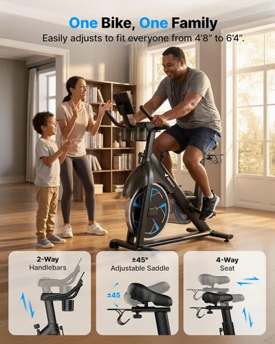 Miniatura 6 de Merach Bicicleta estática magnética, bicicleta estacionaria de bajo ruido para el hogar con cómodo cojín de asiento, bicicleta giratoria
