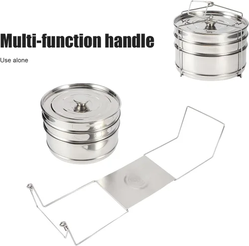 Miniatura 5 de Olla de vapor de acero inoxidable de 3 niveles, sartenes a vapor, olla a presión para cocinar verduras, mariscos, sopas, guisos y pastas