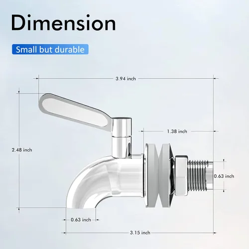 Miniatura 7 de Purewell Espiga de acero inoxidable 304, espita de repuesto para sistema de filtro de agua Purewell Gravity, compatible con otros sistemas de filtro