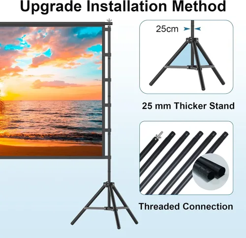 Miniatura 8 de TOWOND - Pantalla de proyector para exteriores con soporte, pantalla de cine portátil de 120 pulgadas, pantalla de proyección plegable HD 16:9