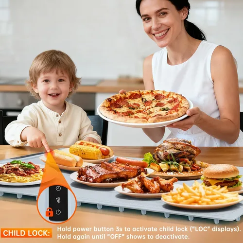 Miniatura 2 de Tapete de calentamiento para alimentos extra grande - 36"x16" bandejas de calentamiento eléctricas para buffets de fiestas, calentadores