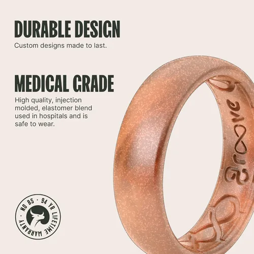 Miniatura 2 de Groove Life Anillo de boda de goma transpirable para mujer, diseño único, anillo de ajuste cómodo