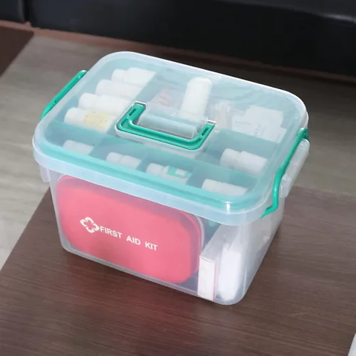 Miniatura 6 de Vababa Caja de primeros auxilios transparente, contenedor de almacenamiento de plástico con tapa de bloqueo y asa