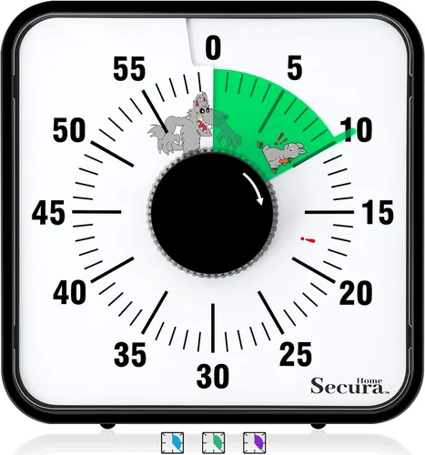 Miniatura 10 de Secura Home - Temporizador visual de 7.5 pulgadas, temporizador de cuenta atrás de 60 minutos extragrande para niños, herramienta mecánica de Azul