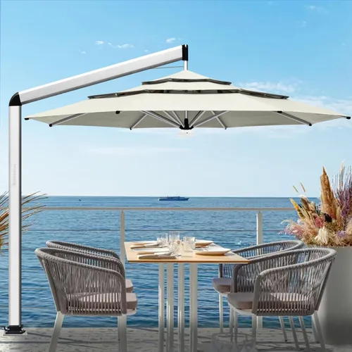Miniatura 47 de EliteShade USA Sombrilla de Mercado de 10 Años Sin Decoloración de 9 Pies 3 Niveles Sombrilla de Patio Sombrilla de Mesa para Exteriores con Beige
