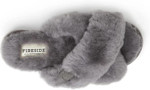 Miniatura 7 de Fireside by Dearfoams Women's Newcastle Crossband All Over Shearling Easy onOff Slide Slipper
