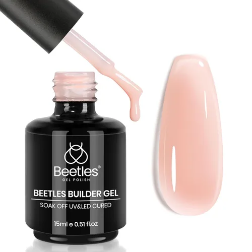 Miniatura 23 de Beetles Gel de uñas en gel de construcción 15ML, Gel fortalecedor de construcción 7 en 1, gel de uñas de extensión de uñas rosa nude translúcido