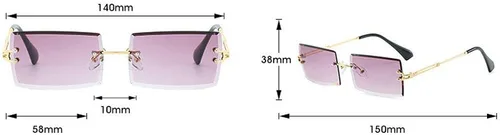 Miniatura 2 de MINCL - Gafas de sol rectangulares pequeñas para mujer ultraligeras color caramelo sin marco