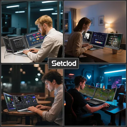 Miniatura 5 de Setclod Monitor extensor de pantalla para portátil actualizado, pantalla IPS FHD de 14.1 pulgadas, 1080P FHD IPS, extensor de monitor para laptop