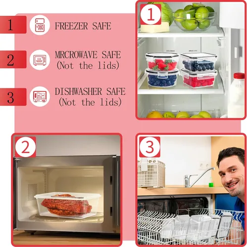 Miniatura 5 de Skroam Juego de 36 recipientes para almacenamiento de alimentos (18 recipientes herméticos para cocina y 18 tapas), recipientes de plástico sin BPA