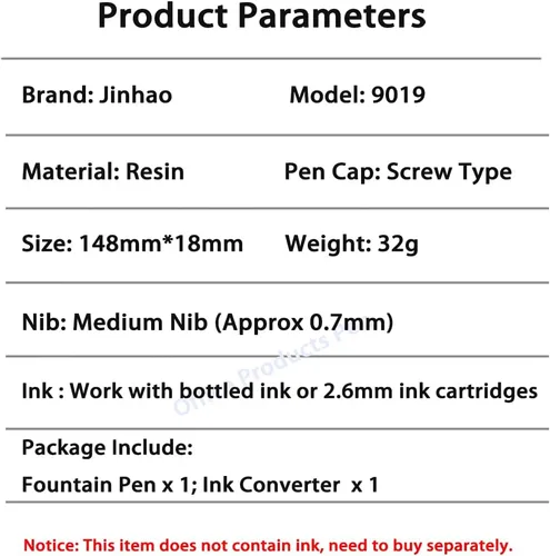 Miniatura 4 de Jinhao 9019 - Pluma estilográfica #8 de punta media, color negro con clip dorado, bolígrafo de escritura de resina de gran tamaño con convertidor
