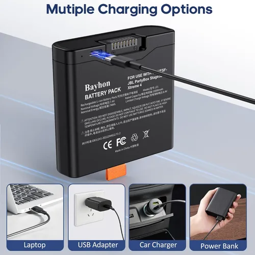 Miniatura 3 de Batería de repuesto recargable de iones de litio de 10000 mAh 7.4 V 74 Wh, compatible con PartyBox Stage 320 y Xtreme 4 altavoz portátil, reemplazo
