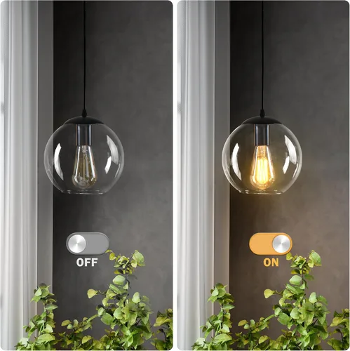 Miniatura 5 de Lámpara Colgante de Globo, Accesorio de Iluminación Colgante Moderno, Candelabro Clásico en Racimo con Pantallas de Vidrio Transparente