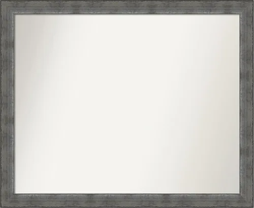 Miniatura 410 de Amanti Art Espejo de baño plateado para sobre el fregadero, 24 x 24 pulgadas, espejo cuadrado de peltre forjado a medida, marco de madera casual