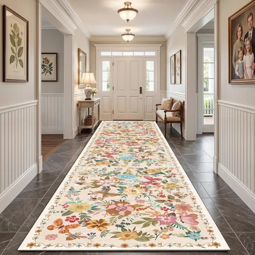 Miniatura 57 de Ukeler - Alfombra rústica con diseño floral para sala, dormitorio, comedor, Country rústico, Azul (luxury blue)