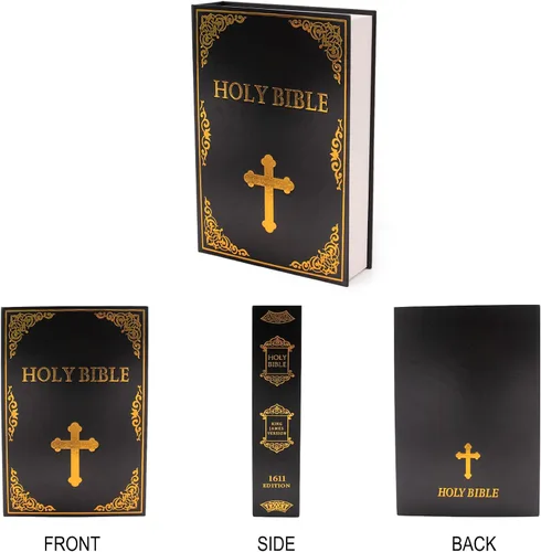Miniatura 3 de Caja Fuerte de Libro de Cuero (Tamaño 8.7"×6"×2") Secreto de Papel Real para Joyas, Dinero y Efectivo, Caja Fuerte de Libro de Distracción, Hueca