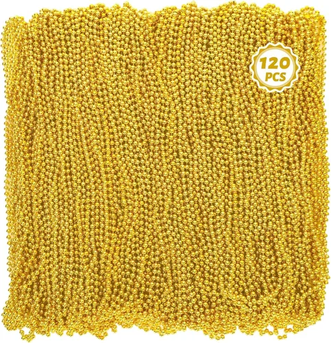 Miniatura 19 de Huskein 120 accesorios de Mardi Gras, collar de cuentas de 33 pulgadas, cuentas de Mardi Gras, collar de cuentas negras, cuentas a granel para Negro