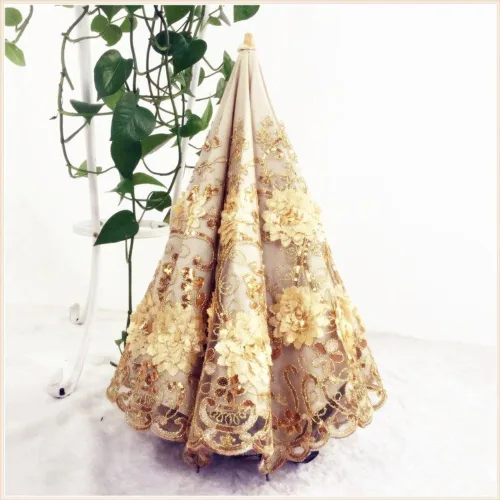 Miniatura 62 de Honeystore Sombrilla bordada con flor 3D plegable UV con encaje clásico