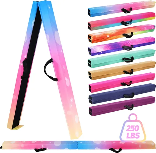 Miniatura 7 de Viga de equilibrio plegable de 6 pies/9 pies para niños de 3 a 15 años - Viga de suelo de gimnasia plegable, antideslizante, bolsa de transporte