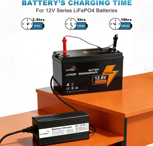 Miniatura 8 de LVYUAN Cargador de batería LiFePO4 de 14.6V 20A, cargador de batería inteligente automático y mantenimiento de desulfatador con chip inteligente