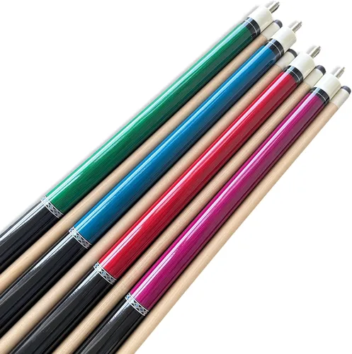 Miniatura 3 de Juego de 4 tacos de piscina (18 oz-21 oz), punta de 0.512 in, 58 pulgadas, billar de madera dura, palo de billar profesional
