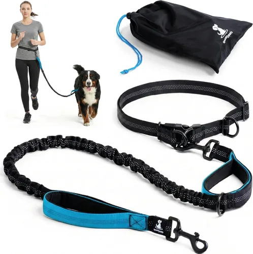 Miniatura 8 de SparklyPets Double Bungee Waist 2 Dog Leash with Back Brace – Dual Dog Leash for Medium/Large Breeds – Running Belt Fanny Pack with Phone, Waste