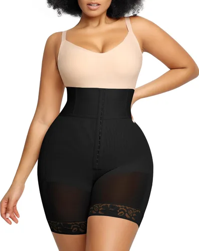 SHAPELLX Pantalones cortos moldeadores de cuerpo de cintura alta para mujer, control de abdomen, adelgazantes, pantalones cortos para levantamiento