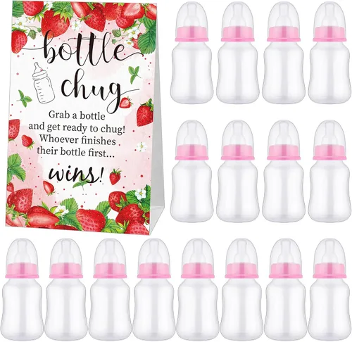 Miniatura 14 de TrelaCo Bottle Chug - Juego de 20 biberones para baby shower, con 1 letrero de papel kraft para revelación de género, suministros de fiesta, regalos