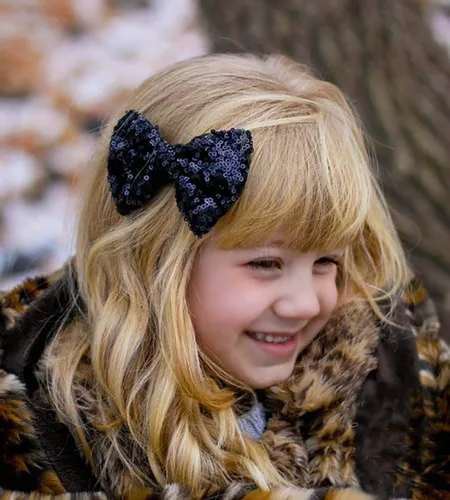 Miniatura 2 de Love Fairy Fashion Bow Horquilla Lentejuelas Pinza para el pelo Multicolor 0ptional para niños y mujeres (negro)