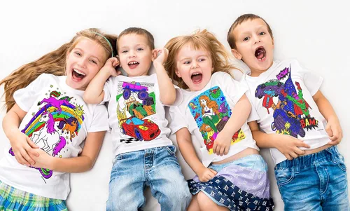 Miniatura 3 de Splat Planet Colorea en animales del zoológico, camiseta Jungle Safari con 10 bolígrafos mágicos lavables no tóxicos y lavables, Blanco