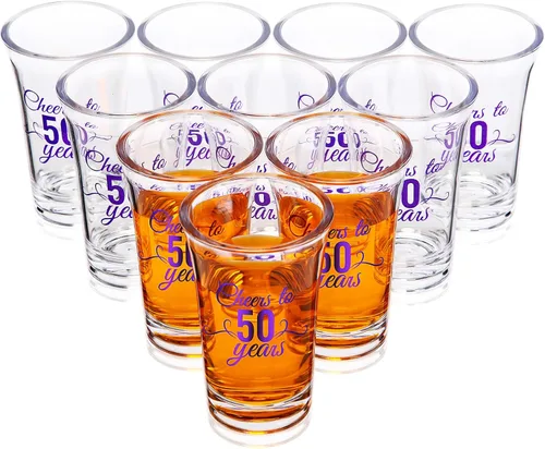 Miniatura 8 de Sliner Paquete de 48 Vasos de Chupito de Cumpleaños a Granel 1.4oz Brindis a los 30/40/50/60/70/80 Años Vaso de Chupito Indestructible Base Gruesa