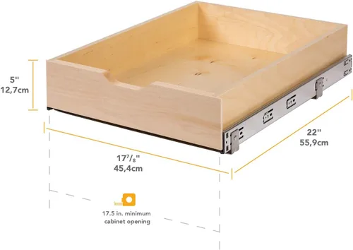 Miniatura 5 de Knape & Vogt RS-WMUB-17-WD - Caja de cajones de madera extraíble de 5 pulgadas de alto x 18 pulgadas de ancho x 22 pulgadas de profundidad