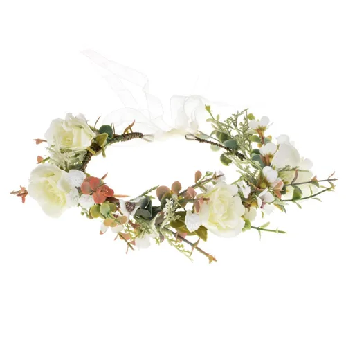 Vividsun Corona de flores de hoja verde para novia, diadema floral de eucalipto, festivales de boda, accesorios de fotos (C- hoja blanca)