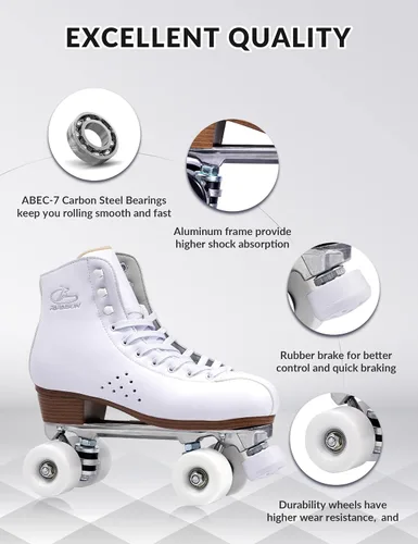 Miniatura 3 de PAPAISON Patines de ruedas para mujeres y hombres, de lujo de 2 capas de microfibra de cuero de doble fila - Patines clásicos de ruedas para niñas