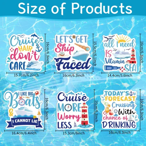 Miniatura 2 de Wxiben - Decoraciones magnéticas grandes para puerta de crucero, 6 unidades, decoración de puerta de crucero de navegación marítima, divertidos