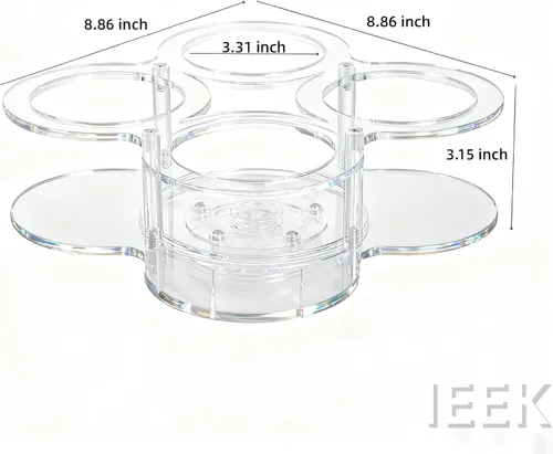 Miniatura 7 de IEEK Organizador giratorio de jarabe de café, soporte para botella de jarabe para dispensador de jarabe, 16.9 onzas, estante acrílico transparente
