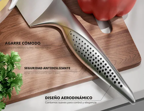 Miniatura 5 de ASETY Juego de cuchillos – Juego de cuchillos ultra afilados para cocina con bloque, juego de 15 cuchillos de acero inoxidable con afilador Gris