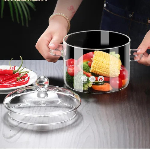 Miniatura 4 de Olla de cocina de vidrio, 1.5L/50 onzas, resistente al calor, cacerola de vidrio de borosilicato con tapa, juego de utensilios de cocina para sopa