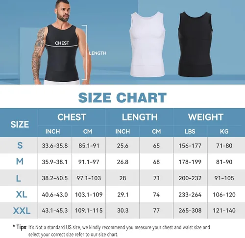 Miniatura 5 de Body Shaper, chaleco de compresión para adelgazar, control de abdomen, para ocultar el pecho, ginecomastia