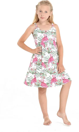 Miniatura 5 de Hecho en Hawaii Luau Vestido con tirantes elásticos en crema flamenco
