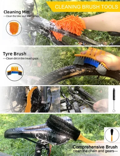 Miniatura 6 de Juego de lubricante y limpiador de aceite para cadena de bicicleta con desengrasante de bicicleta, lubricante húmedo, limpiador de cadena