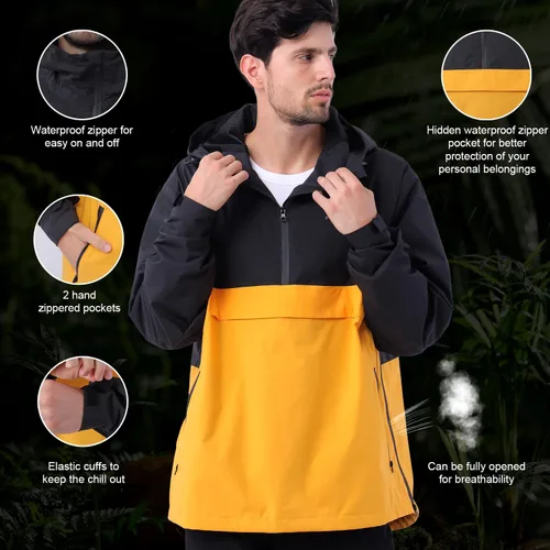 Miniatura 3 de YINGJIELIDE Chaqueta impermeable con capucha para hombre, abrigo de vela aislado a prueba de viento, sudadera con capucha Softshell cortavientos