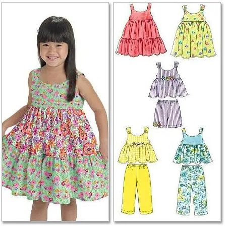 Miniatura 2 de McCall's Patterns M6017 Tops, Vestidos, Pantalones cortos y pantalones para niños pequeños/niños, Talla CB (1-2-3)