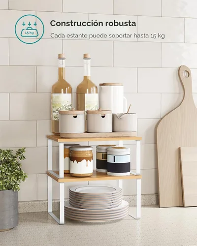 Miniatura 5 de SONGMICS Estante organizador de gabinete, juego de 4 estantes de encimera de cocina, almacenamiento de cocina, estante de especias, apilable, Blanco