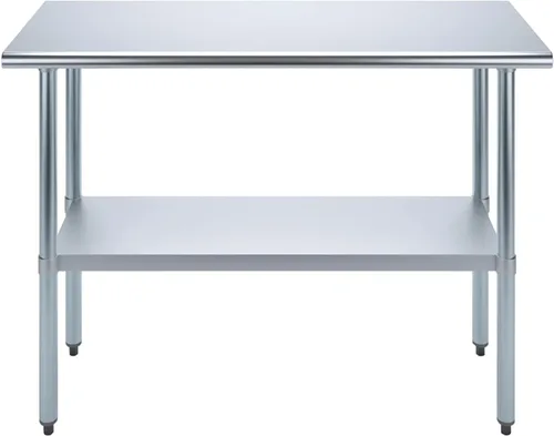 Miniatura 2 de Mesa de trabajo de acero inoxidable de 18 x 48 pulgadas AmGood Mesa de preparación de alimentos de metal NSF
