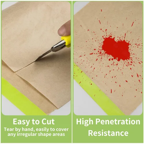 Miniatura 5 de Tangibay Papel de enmascarar precintado para pintar, papel de pintor de 24 pulgadas x 50 pies con cinta para pintura de casa y automóvil, protección