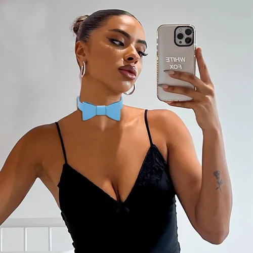 Miniatura 2 de Gargantilla punk de cuero con lazo de poliuretano, collar gótico, para mujeres y niñas