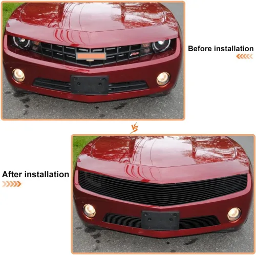 Miniatura 7 de Combo de rejilla frontal negra Billet para Chevy Camaro LT/LS V6 Phantom estilo principal superior inferior parachoques aluminio Billet Grill