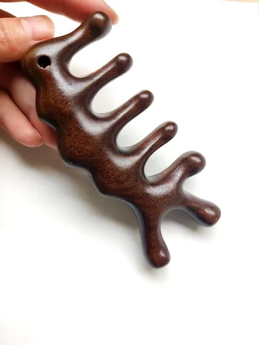 Miniatura 4 de Peine de masaje Gua Sha, peine de dientes anchos para cuero cabelludo, facial, masaje corporal, masajeador de sándalo natural, herramientas